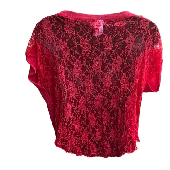 Hollywood Legend Marilyn Monroe red graphic women’s top solid front lace back Lg - Picture 2 of 8